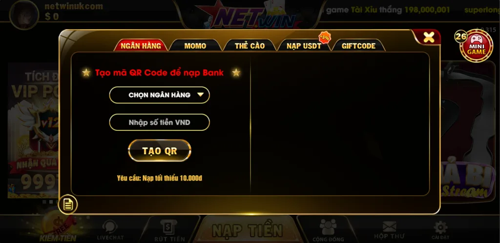 netwin nạp tiền