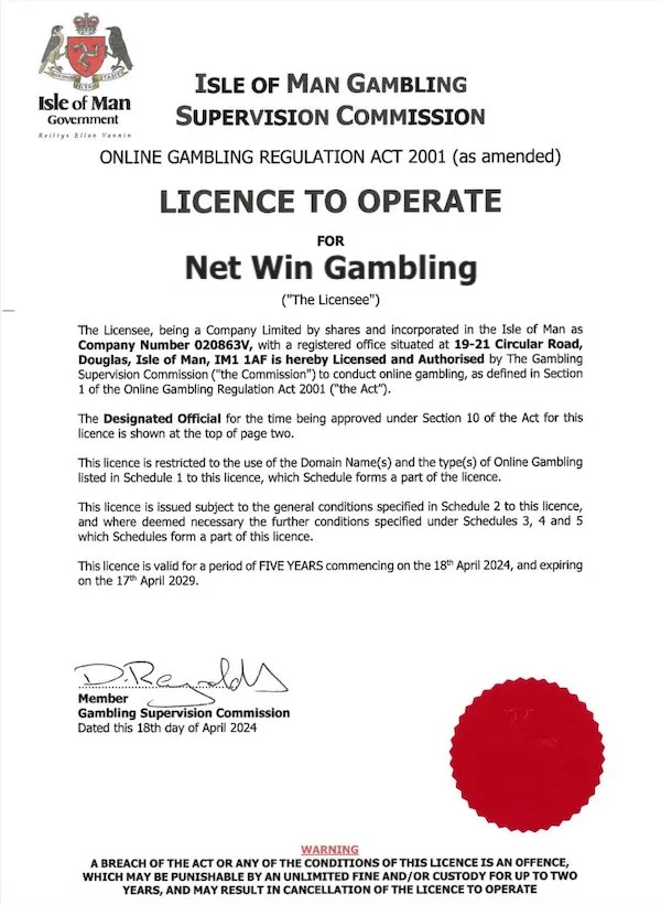 Giấy Phép Hoạt Động Netwin